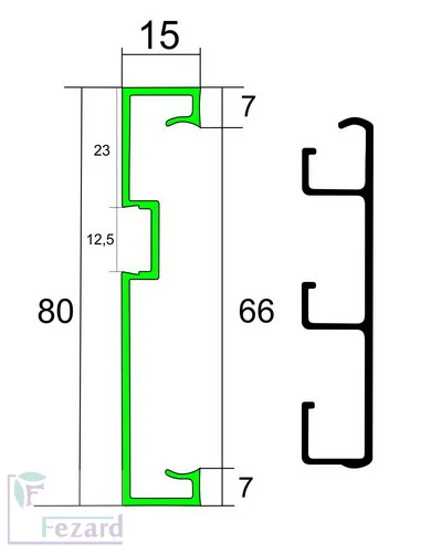 Алюминиевый плинтус Fezard Кабельный ALP-G80-LF Алюминий 80*15*2500 мм в Магнитогорске