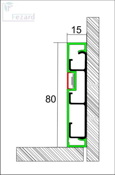 Алюминиевый плинтус Fezard Кабельный ALP-G80-LF Алюминий 80*15*2500 мм в Магнитогорске