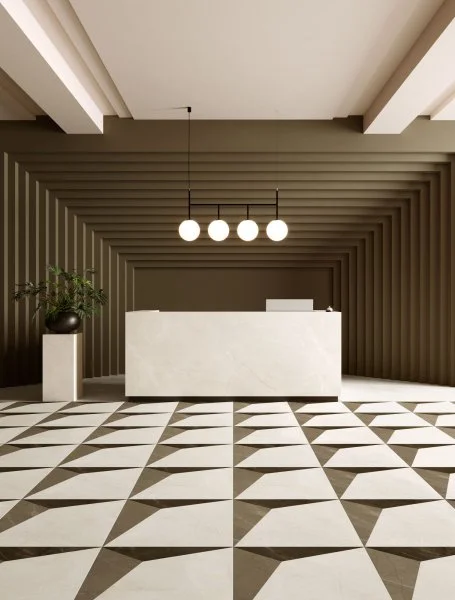 Керамогранит Coliseum Фьямма Уайт Вставка Фрэйм 60х60 (Натуральный и Реттифицированный) в Магнитогорске