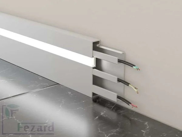 Алюминиевый плинтус Fezard Кабельный ALP-G80-LF Алюминий 80*15*2500 мм в Магнитогорске